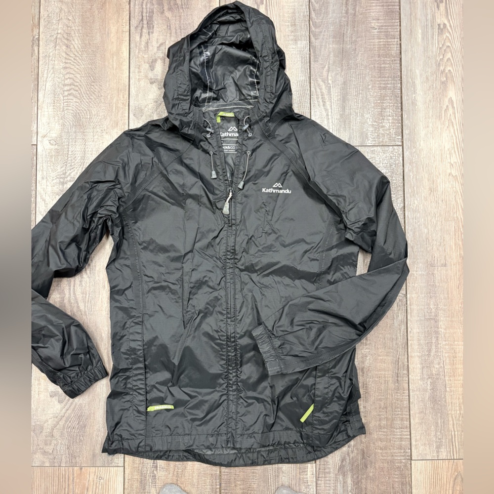Kathmandu Women’s Black Rain Shell with Reflective Logo